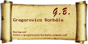 Gregorovics Borbála névjegykártya